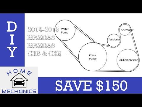2014-2023 Mazda6 Mazda3 CX5 CX9 2.5L Engine Serpentine (Drive) Belt and Water Pump Belt Replacement