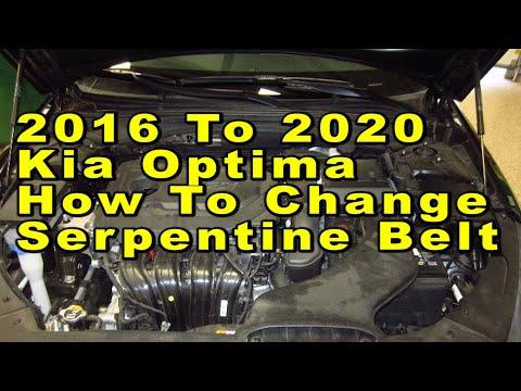 Kia Optima How To Change Serpentine Belt 2016 2017 2018 2019 & 2020 4th Gen With Part Numbers