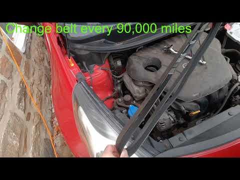 How to Replace a Serpentine Belt on a Kia Rio with AC 2012 - 2018 with Belt Diagram