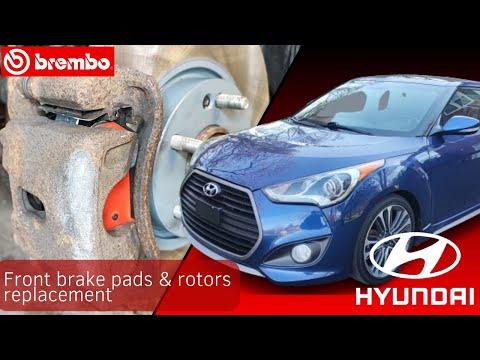 How to replace Front brake pads & rotors Hyundai Veloster Turbo 2016 🔧 Step by step🔧