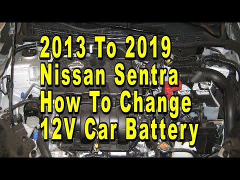 Nissan Sentra How To Change 12V Car Battery 2013 To 2019 With Group Size & Part Numbers 7th Gen B17