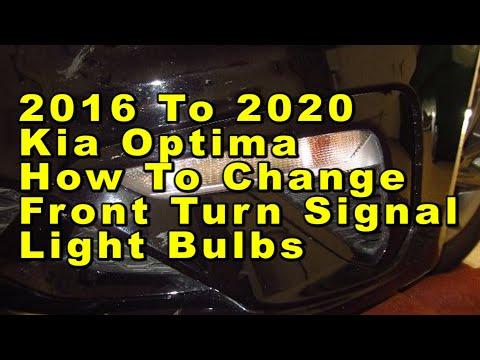 Kia Optima How To Change Front Turn Signal Light Bulbs 2016 2017 2018 2019 & 2020 With Part Number